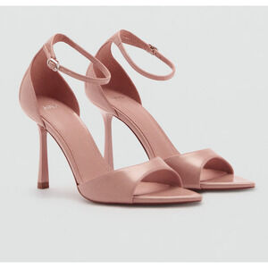 MANGO MNG NUDE ANKLE CUFFED SANDALS HIGH HEELS PUMPS SHOES SZ 38 US 7.5